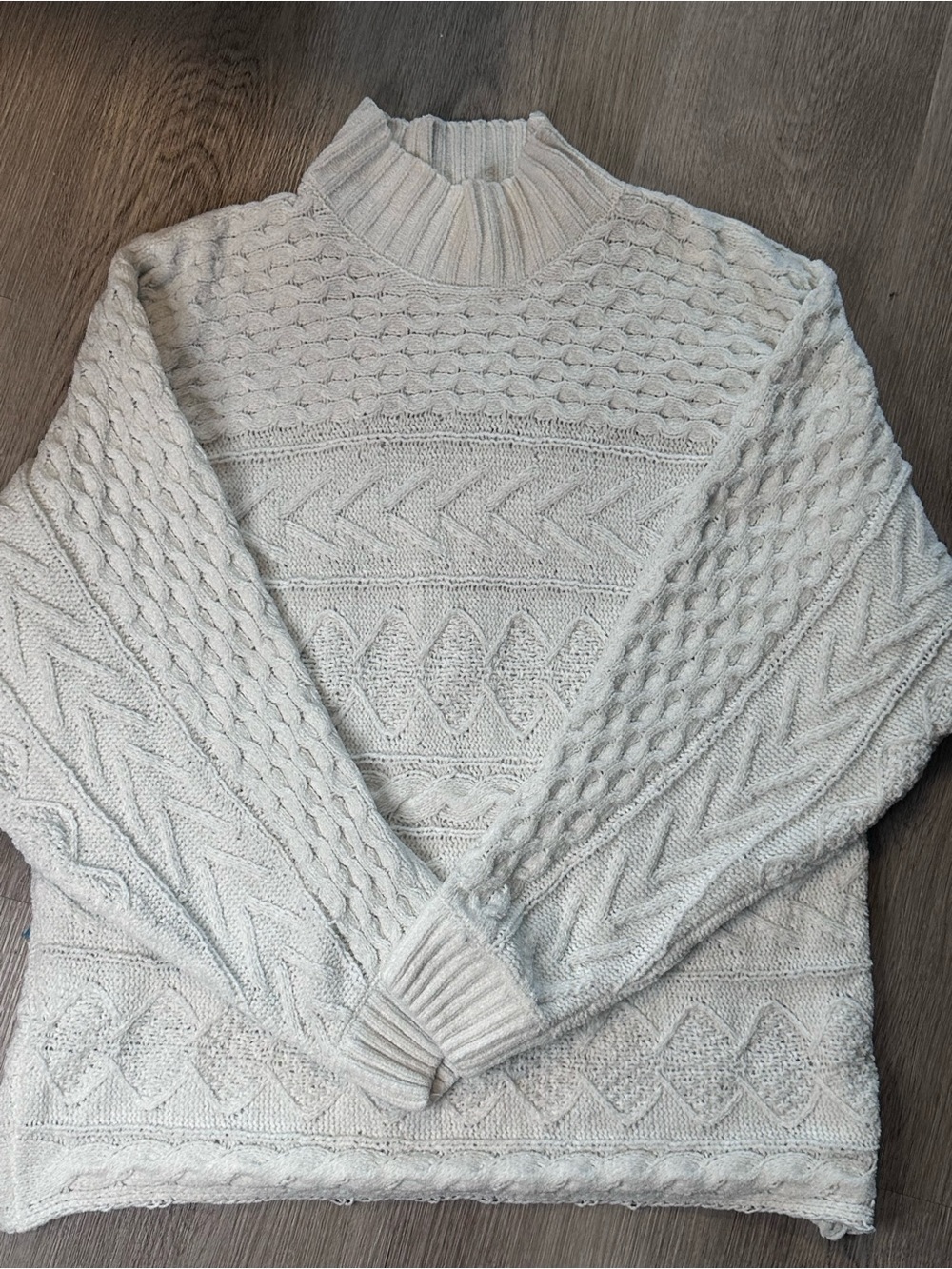 Olive & Oak Cream Cable Knit Turtleneck Sweater